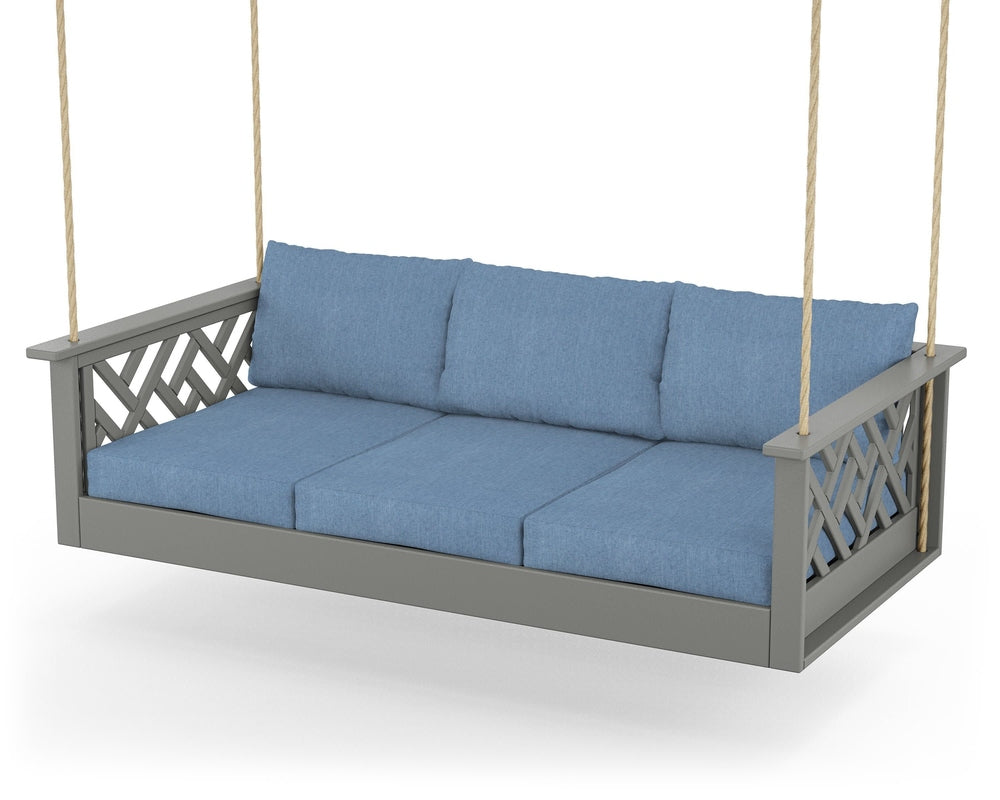 Chippendale Daybed Swing - Slate Grey / Sky Blue