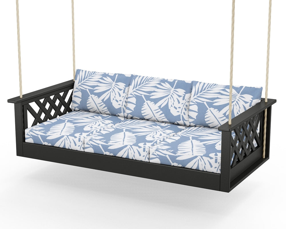Wovendale Daybed Swing - Black / Leaf Sky Blue