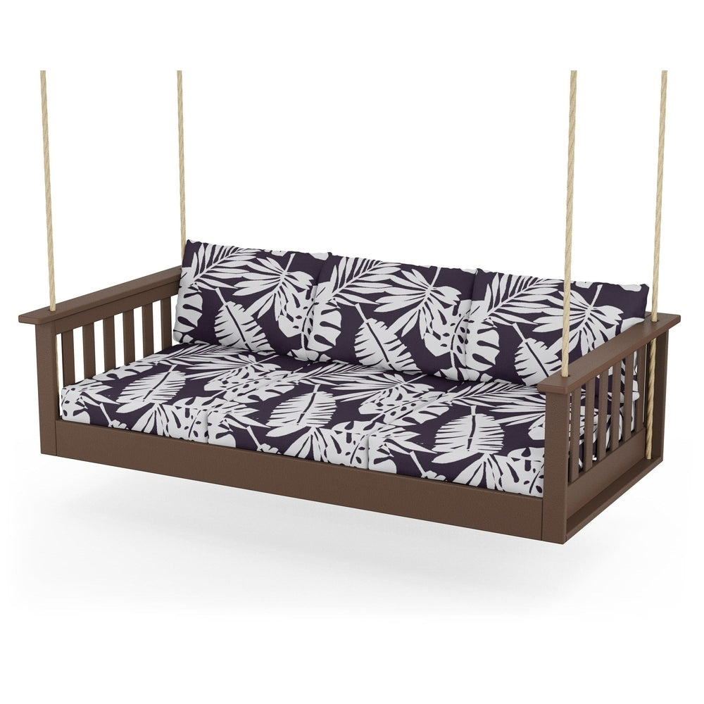 Vineyard Daybed Swing - Mahogany / Leaf Navy