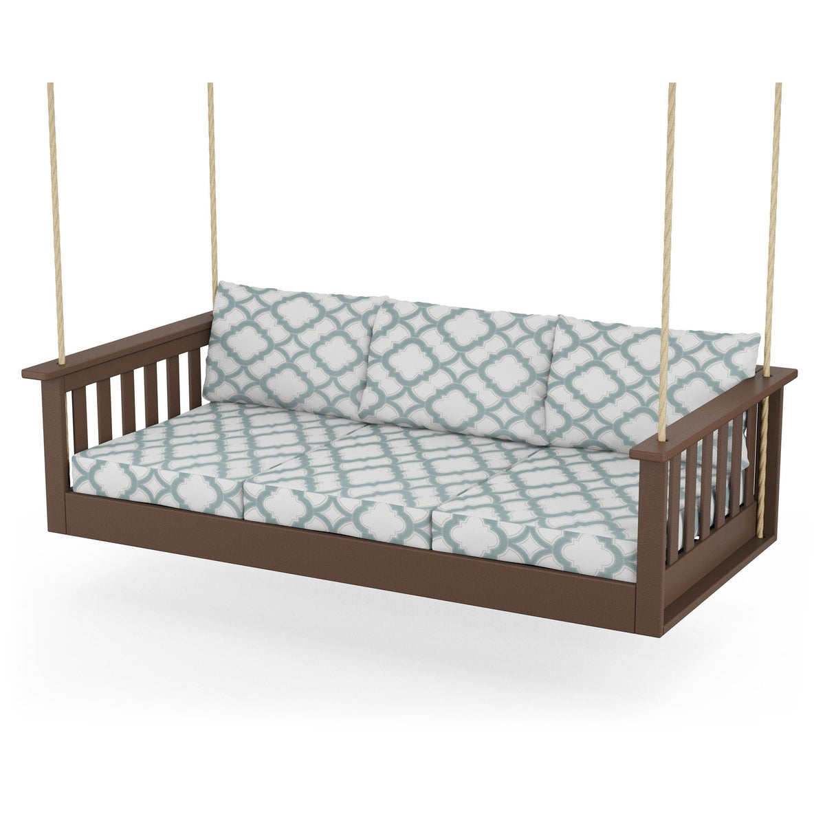 Vineyard Daybed Swing - Mahogany / Trellis Glacier Spa