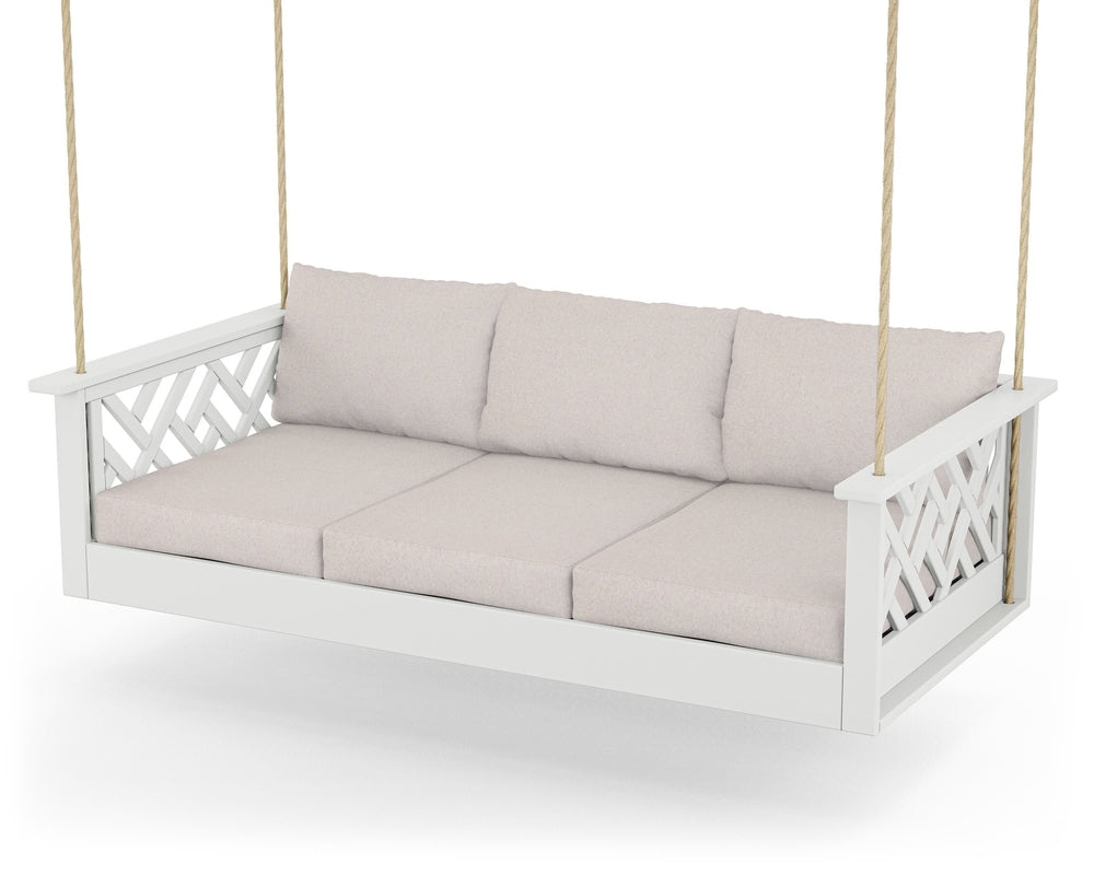 Chippendale Daybed Swing - White / Dune Burlap