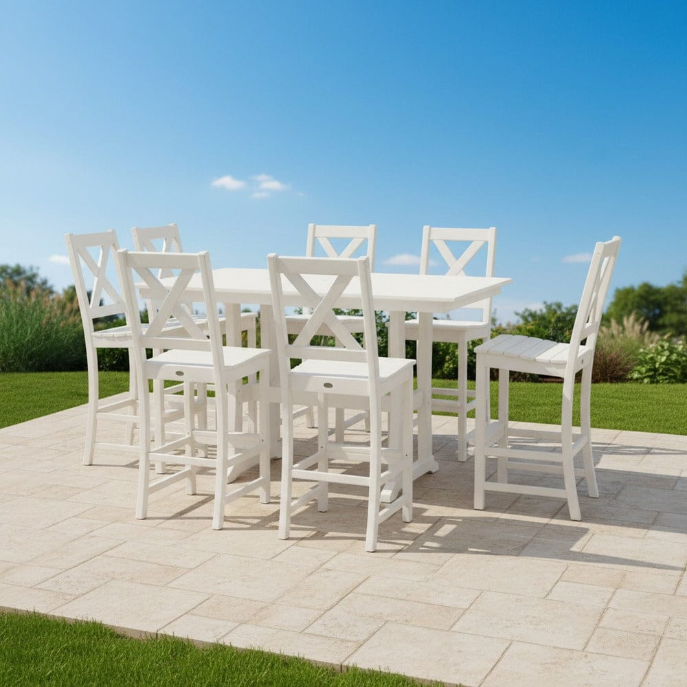 POLYWOOD® Braxton 9-Piece Farmhouse Trestle Bar Set PWS514-1