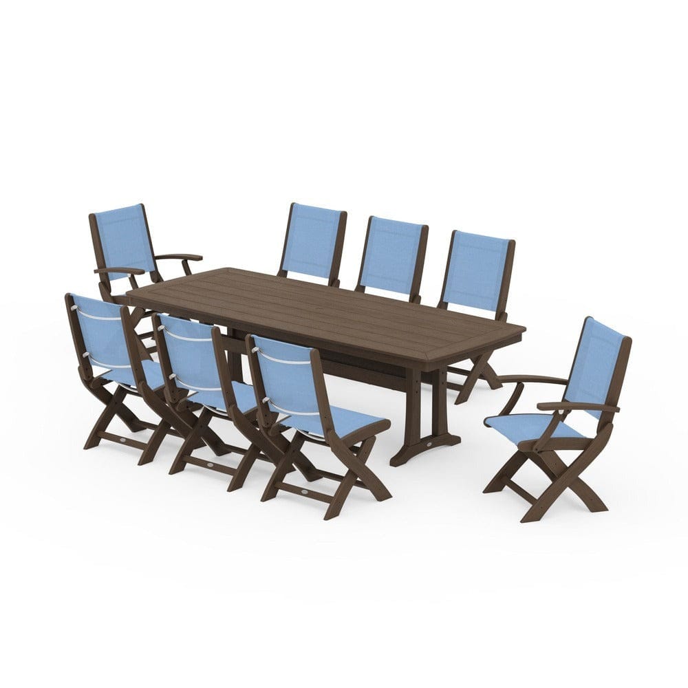 POLYWOOD® - Coastal Folding 9-Piece Dining Set with Trestle Legs - PWS1501