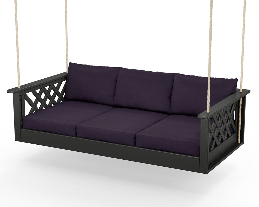 Wovendale Daybed Swing - Black / Navy Linen