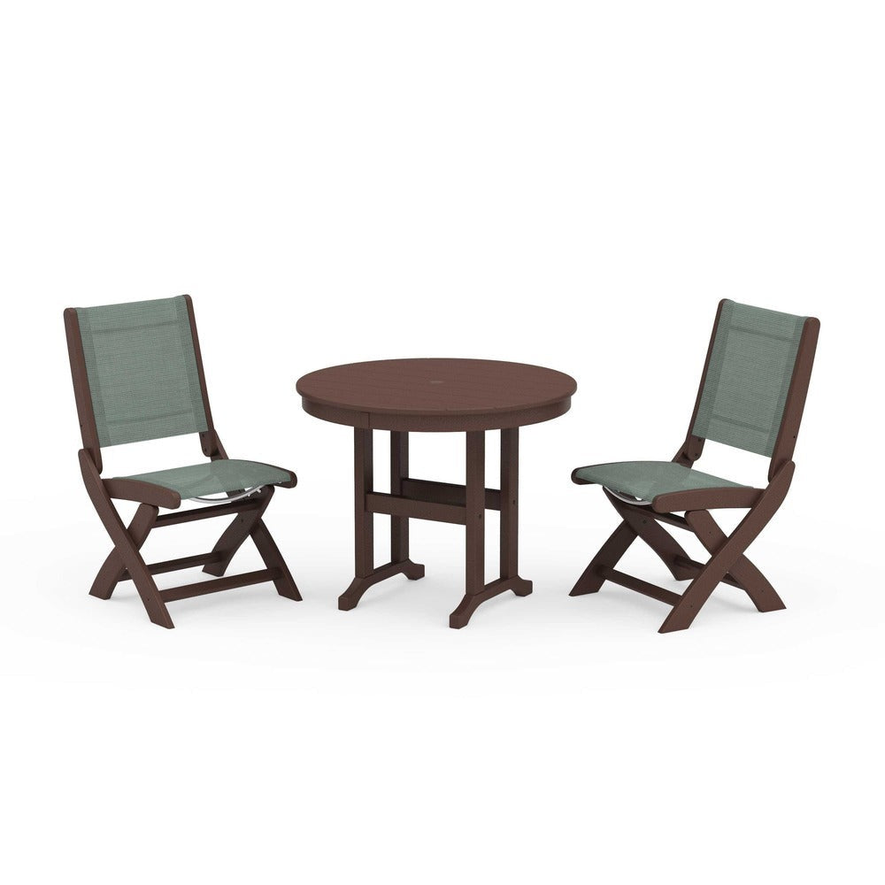 POLYWOOD® - Coastal Folding Side Chair 3-Piece Round Dining Set - PWS1329