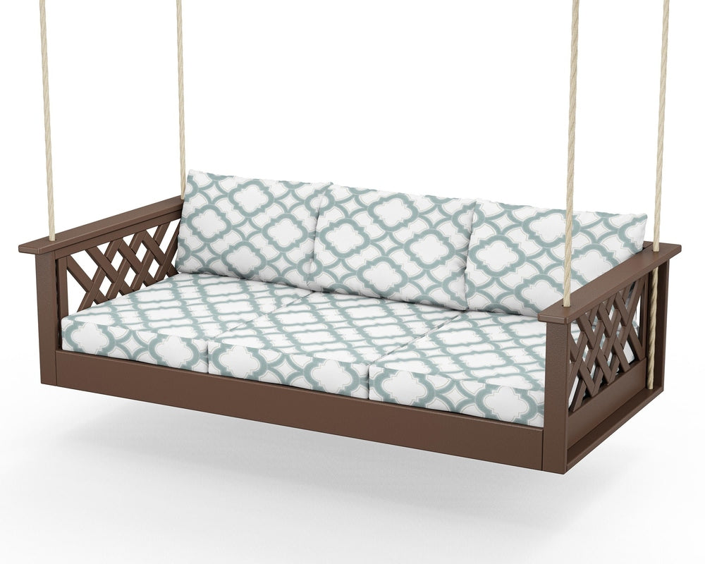 Wovendale Daybed Swing - Mahogany / Trellis Glacier Spa