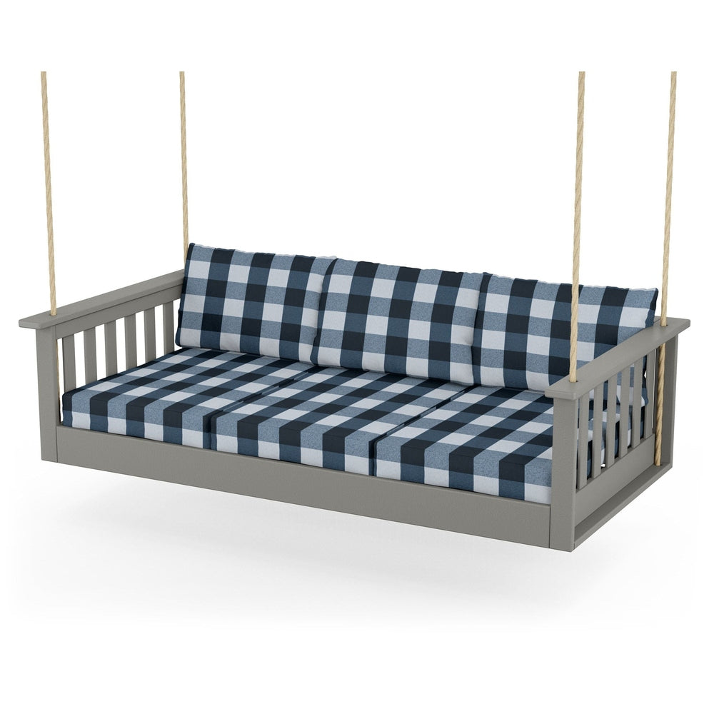 Vineyard Daybed Swing - Slate Grey / Buffalo Plaid Marine Indigo