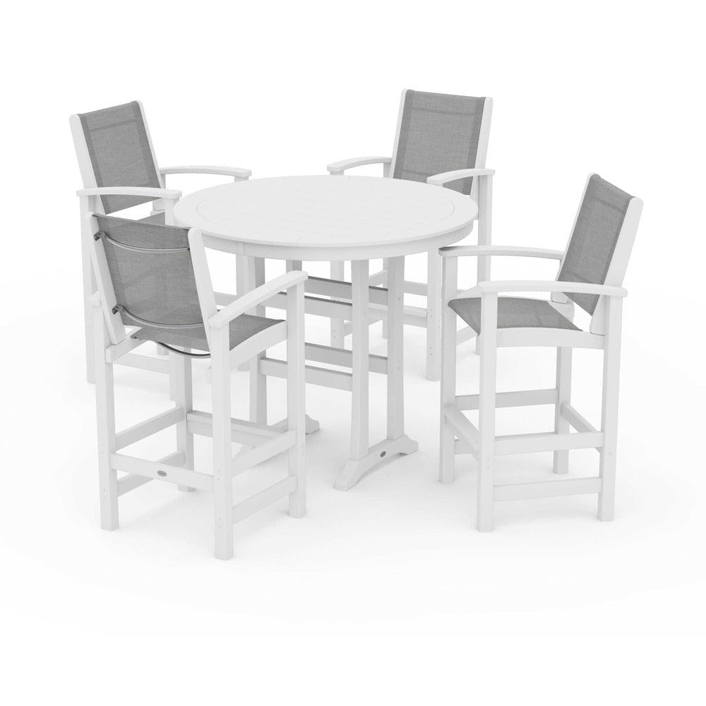 POLYWOOD® - Coastal 5-Piece Nautical Trestle Bar Set - PWS304 Outdoor Furniture POLYWOOD®