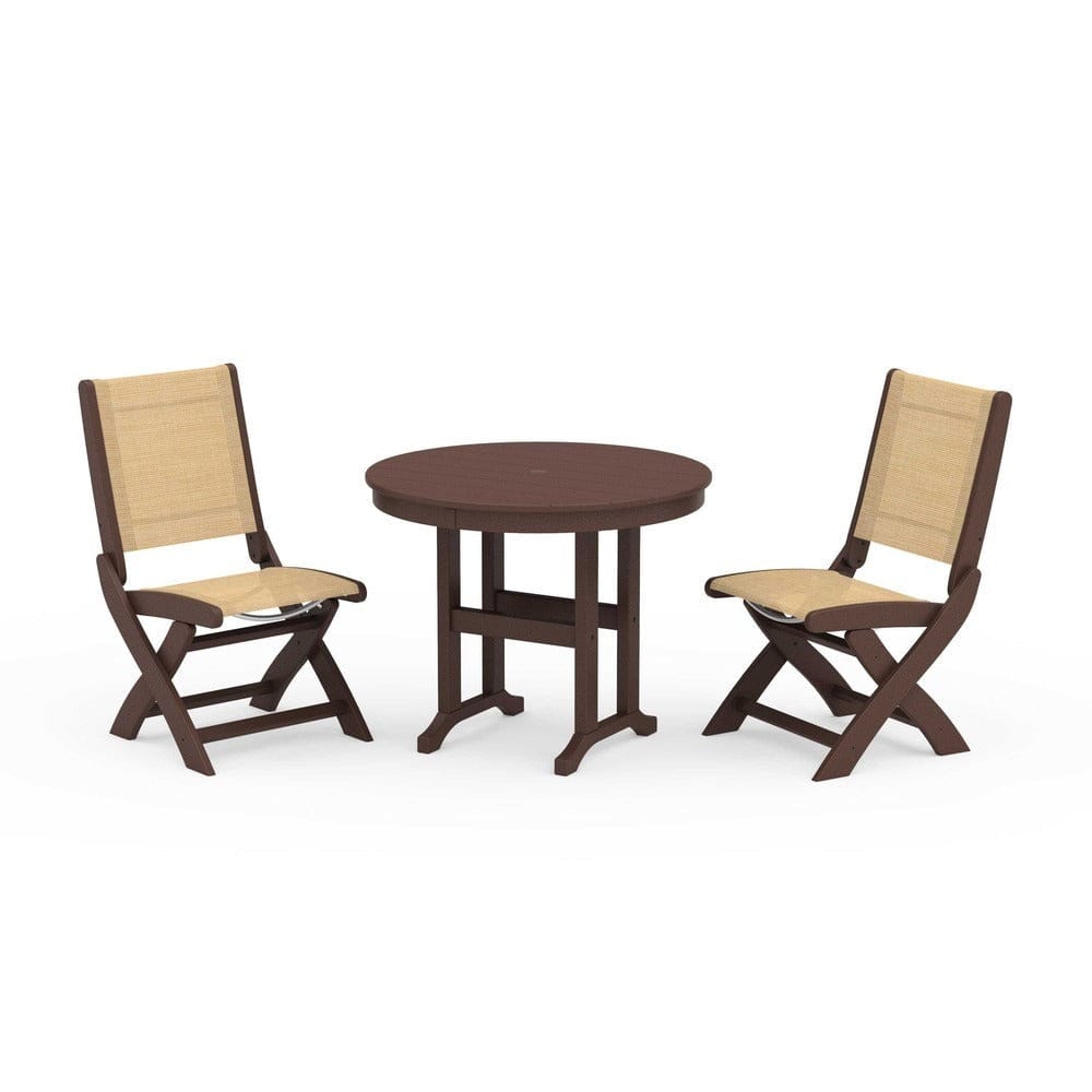 POLYWOOD® - Coastal Folding Side Chair 3-Piece Round Dining Set - PWS1329