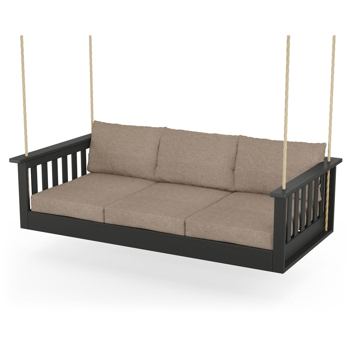 Vineyard Daybed Swing - Black / Spiced Burlap