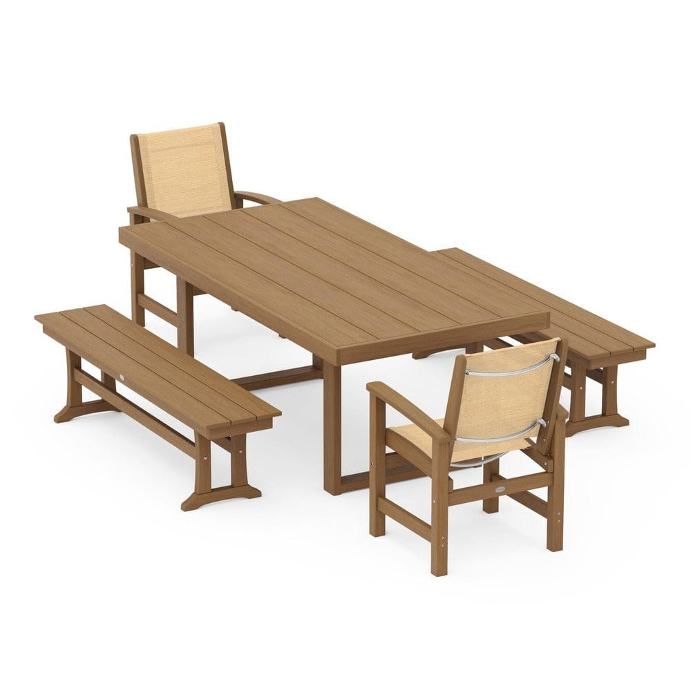 POLYWOOD® - Coastal 5-Piece Dining Set with Trestle Legs - PWS870