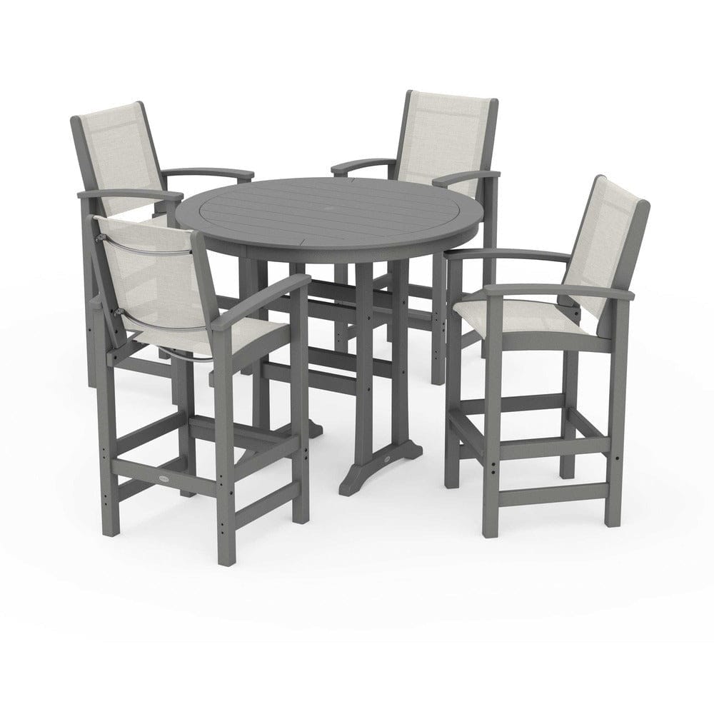 POLYWOOD® - Coastal 5-Piece Nautical Trestle Bar Set - PWS304 Outdoor Furniture POLYWOOD®