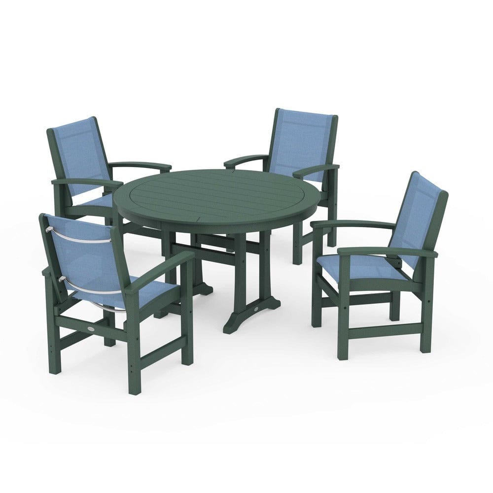 POLYWOOD® - Coastal 5-Piece Round Dining Set with Trestle Legs - PWS1119