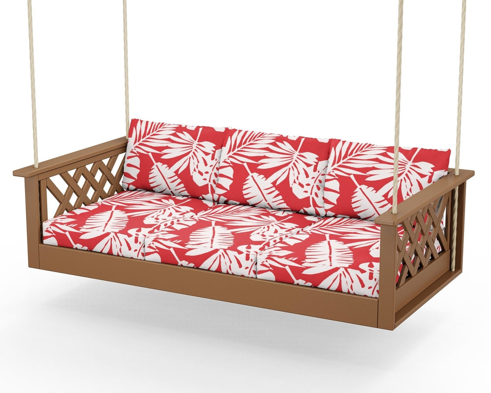 Wovendale Daybed Swing - Teak / Leaf Crimson