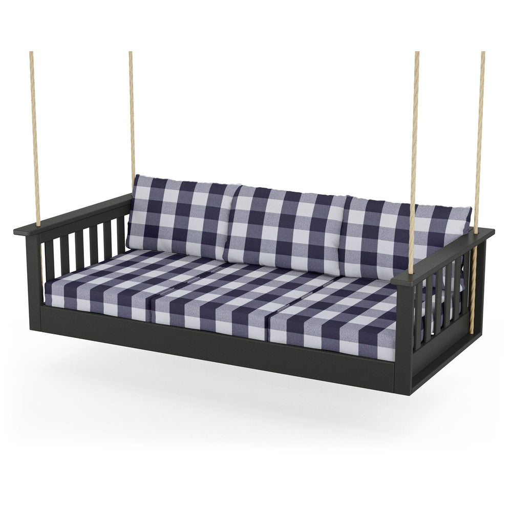 Vineyard Daybed Swing - Black / Buffalo Plaid Navy