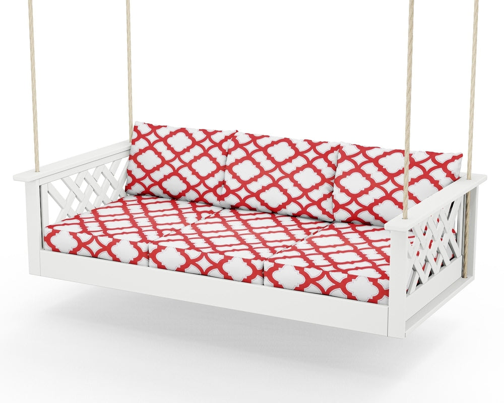 Wovendale Daybed Swing - White / Trellis Crimson