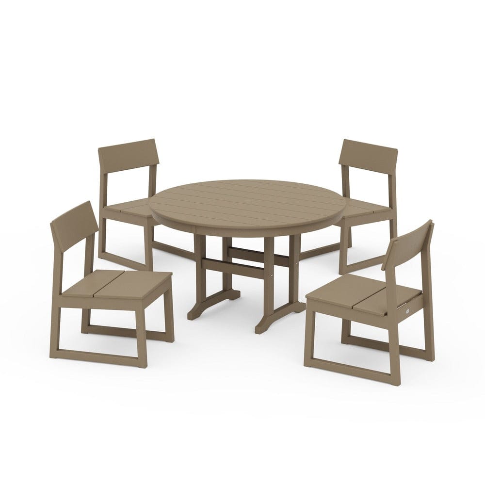 POLYWOOD® - EDGE Side Chair 5-Piece Round Farmhouse Dining Set - PWS1360 Outdoor Furniture POLYWOOD®