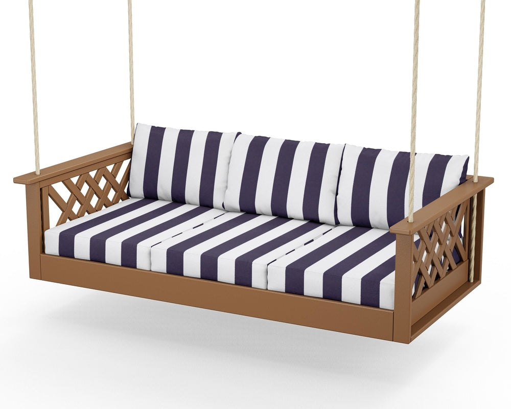 Wovendale Daybed Swing - Teak / Cabana Stripe Navy