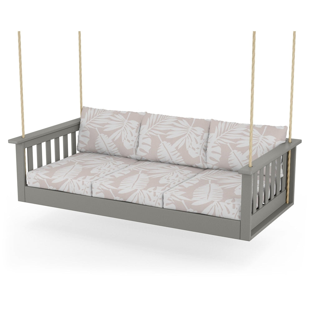 Vineyard Daybed Swing - Slate Grey / Leaf Dune Burlap