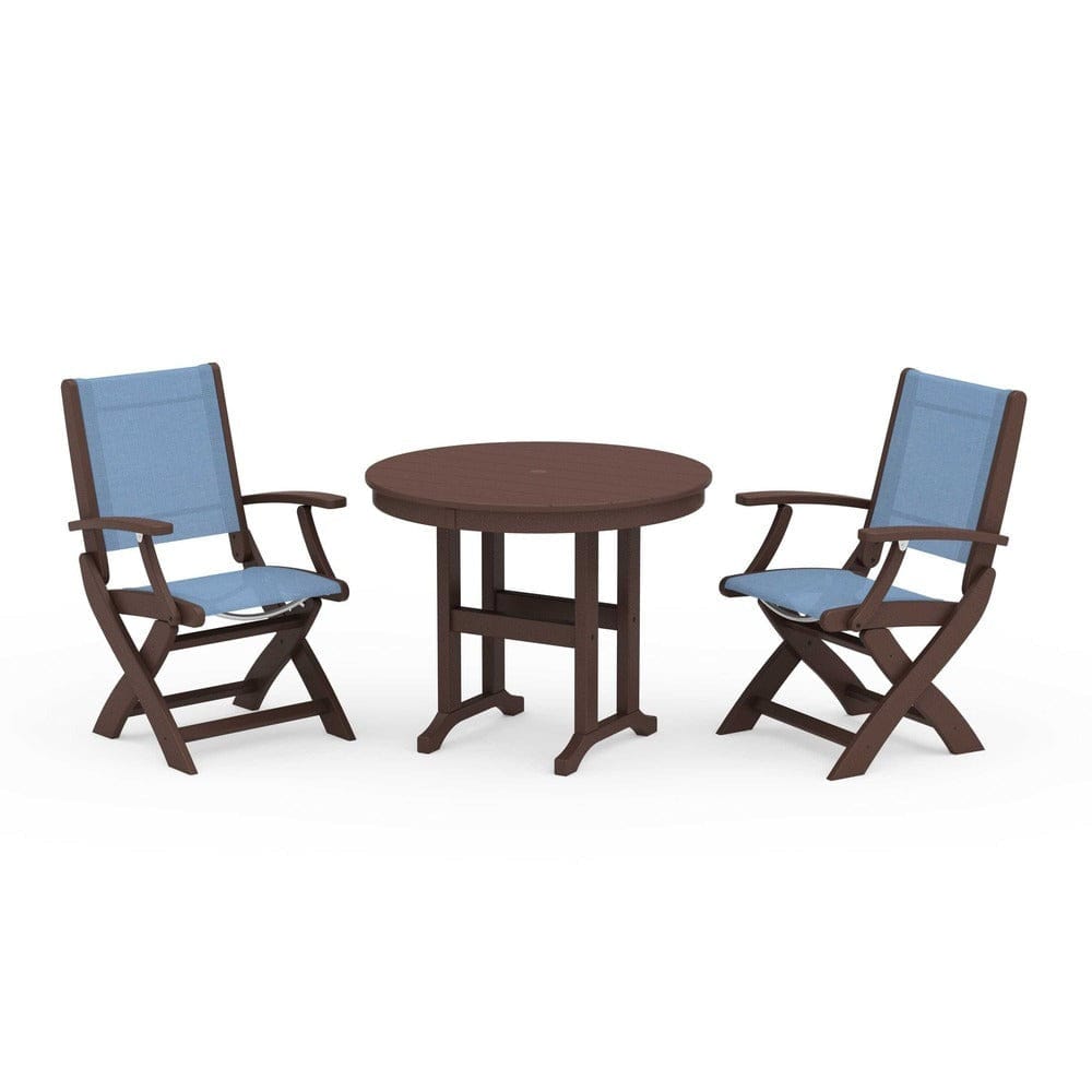 POLYWOOD® - Coastal Folding Chair 3-Piece Round Dining Set - PWS1328