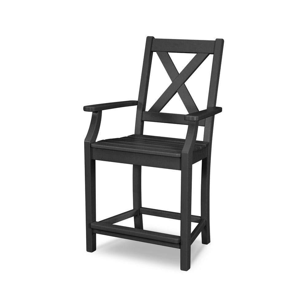 POLYWOOD® Braxton Counter Arm Chair - Black TGD281BL