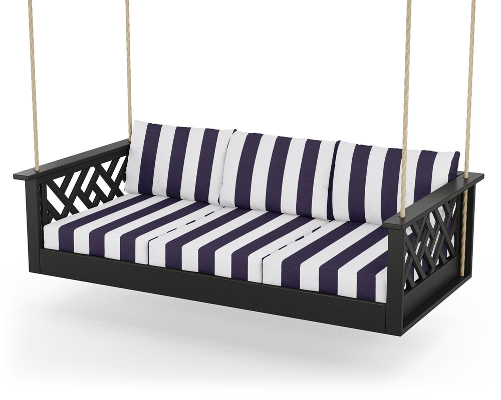 Chippendale Daybed Swing - Black / Cabana Stripe Navy