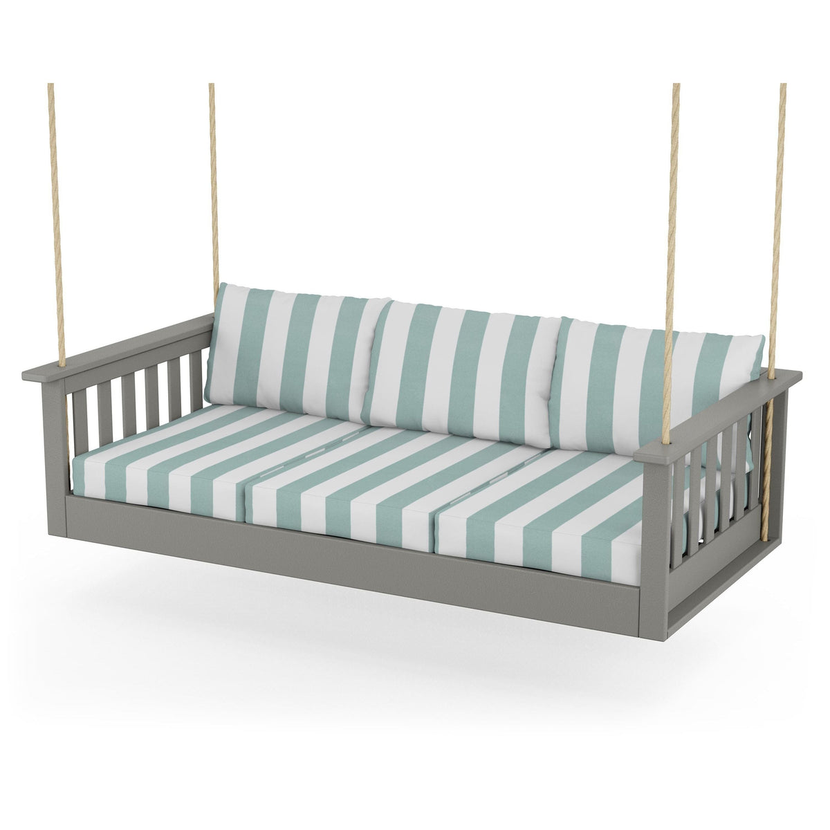 Vineyard Daybed Swing - Slate Grey / Cabana Stripe Glacier Spa
