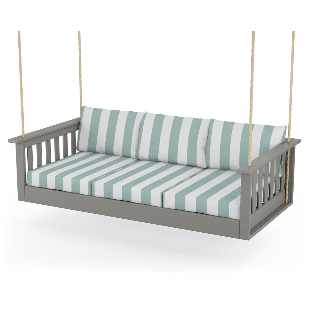 Vineyard Daybed Swing - Slate Grey / Cabana Stripe Glacier Spa
