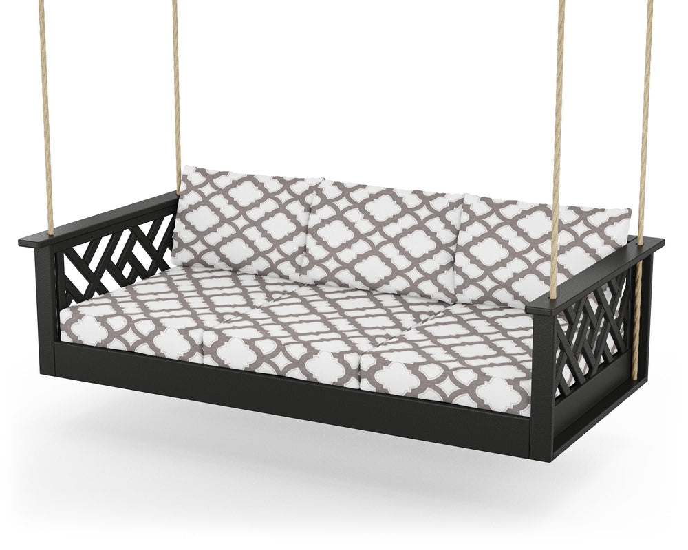 Chippendale Daybed Swing - Black / Trellis Grey Mist