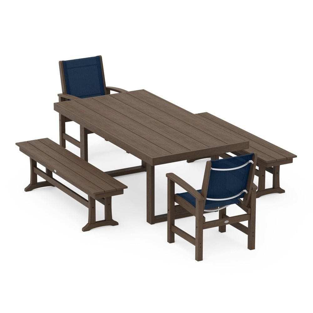 POLYWOOD® - Coastal 5-Piece Dining Set with Trestle Legs - PWS870