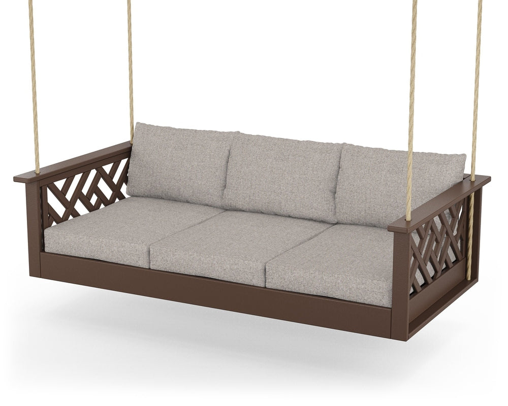 Chippendale Daybed Swing - Mahogany / Weathered Tweed
