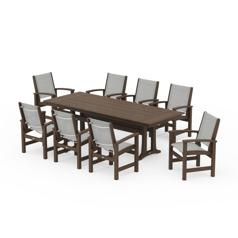POLYWOOD® - Coastal 9-Piece Farmhouse Dining Set with Trestle Legs - PWS1448