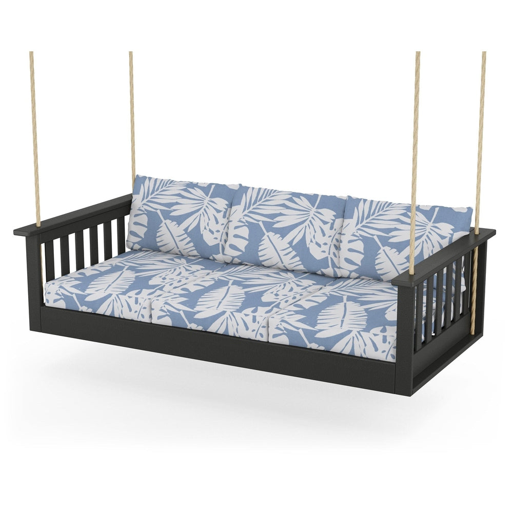 Vineyard Daybed Swing - Black / Leaf Sky Blue