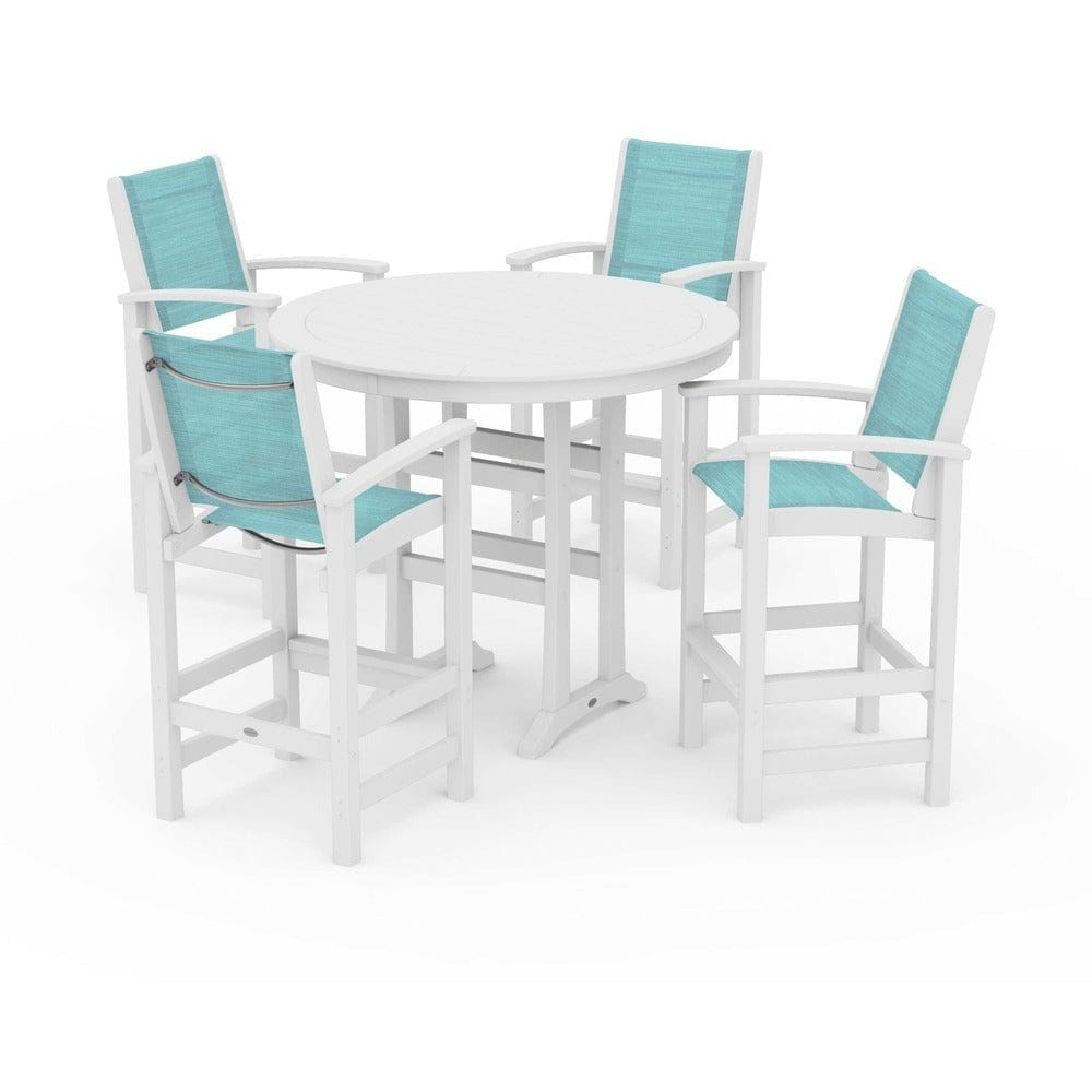 POLYWOOD® - Coastal 5-Piece Nautical Trestle Bar Set - PWS304