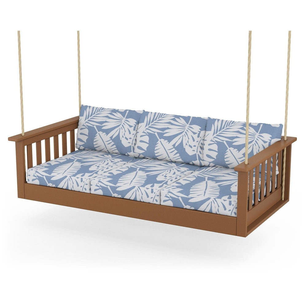 Vineyard Daybed Swing - Teak / Leaf Sky Blue