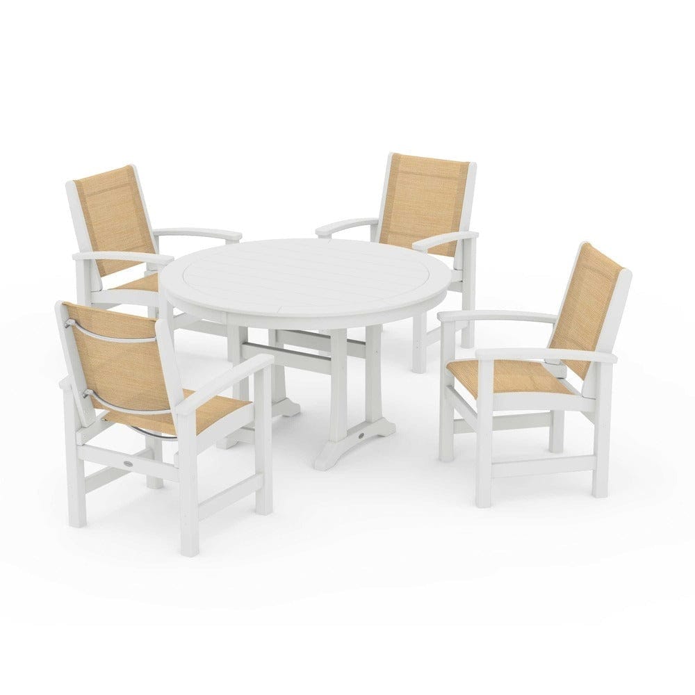 POLYWOOD® - Coastal 5-Piece Round Dining Set with Trestle Legs - PWS1119