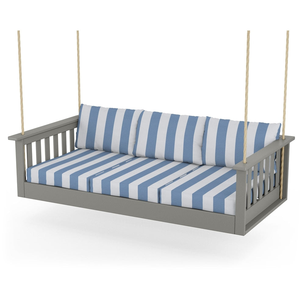 Vineyard Daybed Swing - Slate Grey / Cabana Stripe Sky Blue