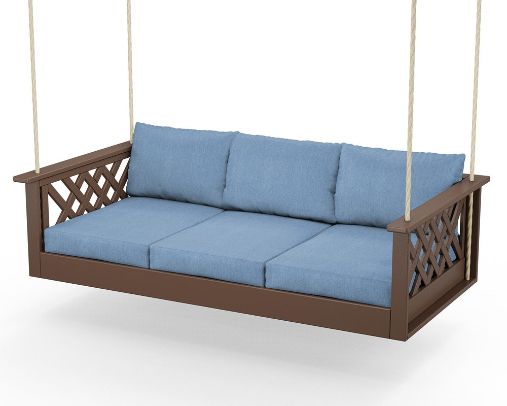 Wovendale Daybed Swing - Mahogany / Sky Blue