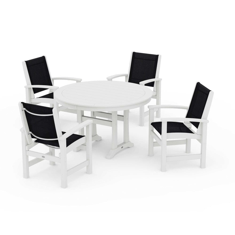 POLYWOOD® - Coastal 5-Piece Round Dining Set with Trestle Legs - PWS1119