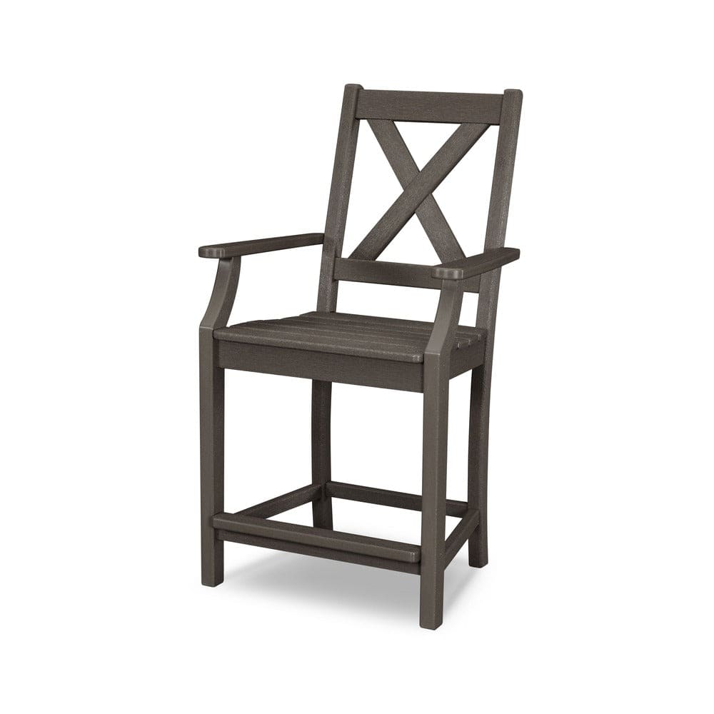 POLYWOOD® Braxton Counter Arm Chair - Vintage Coffee TGD281VCF
