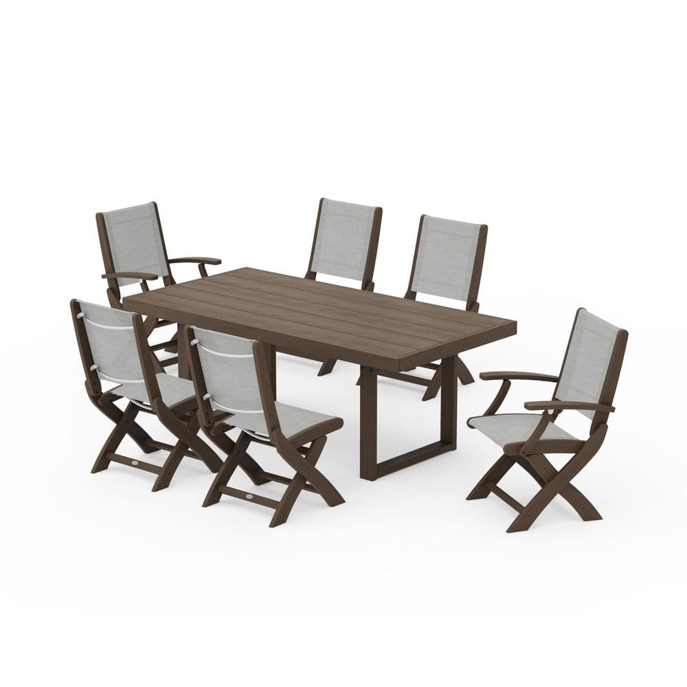 POLYWOOD® - Coastal Folding Chair 7-Piece Dining Set with Trestle Legs - PWS871