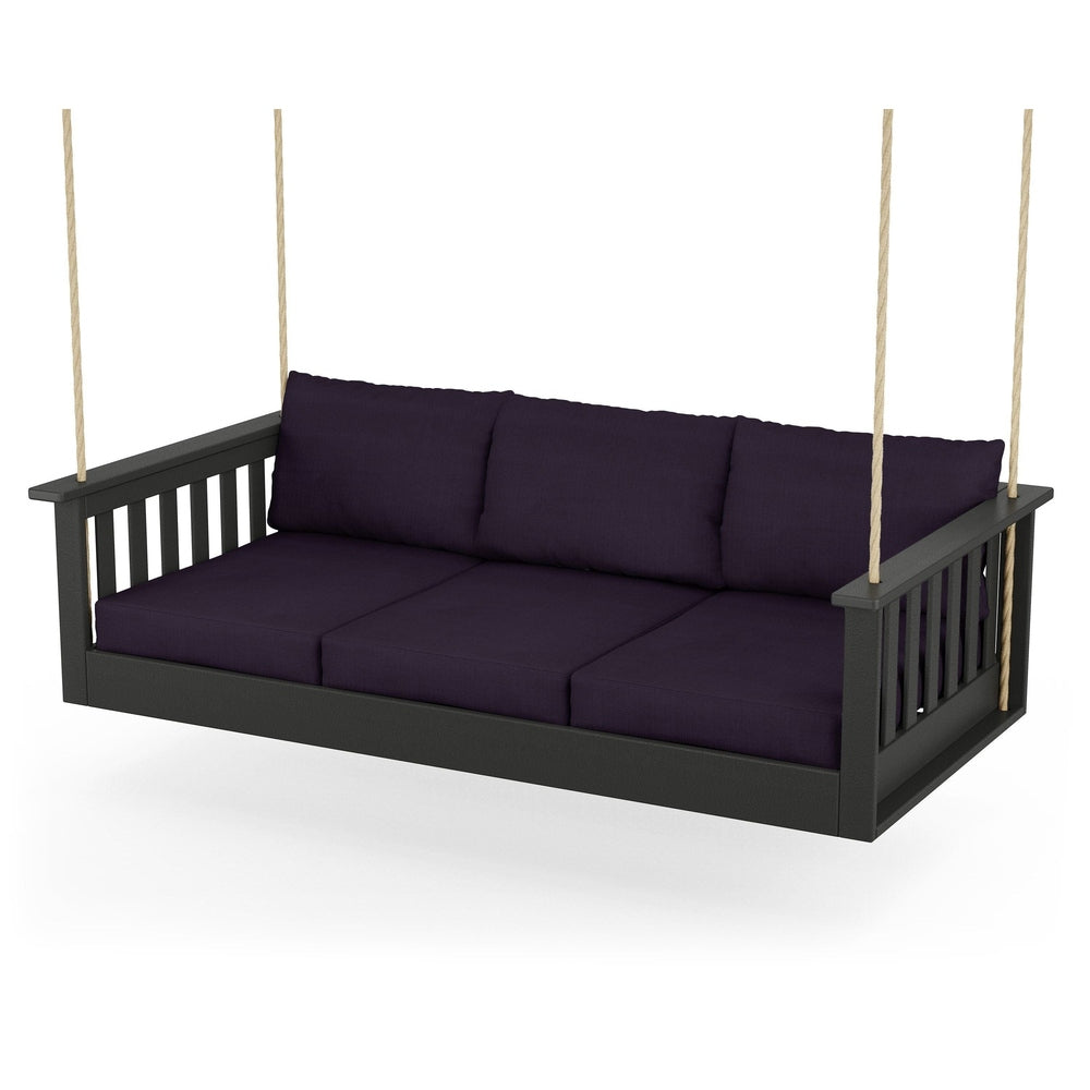 Vineyard Daybed Swing - Black / Navy Linen
