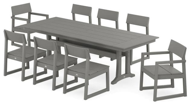 POLYWOOD® EDGE 9-Piece Farmhouse Dining Set with Trestle Legs - PWS1437-1 Dining Set POLYWOOD®
