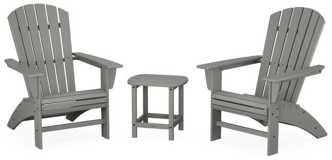 POLYWOOD® Nautical 3-Piece Curveback Adirondack Set - PWS419-1 Teak