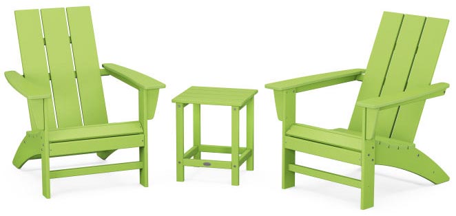 POLYWOOD® Modern 3-Piece Adirondack Set with Long Island 18&quot; Side Table - PWS699-1
