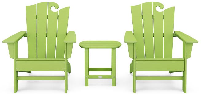POLYWOOD® Wave 3-Piece Adirondack Set with The Ocean Chair - PWS586-1