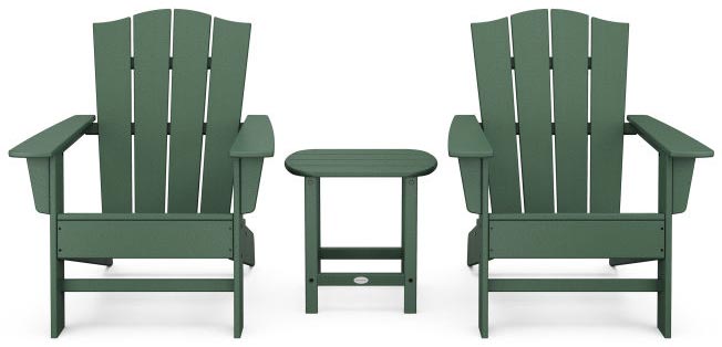 POLYWOOD® Wave 3-Piece Adirondack Chair Set with The Crest Chairs - PWS588-1