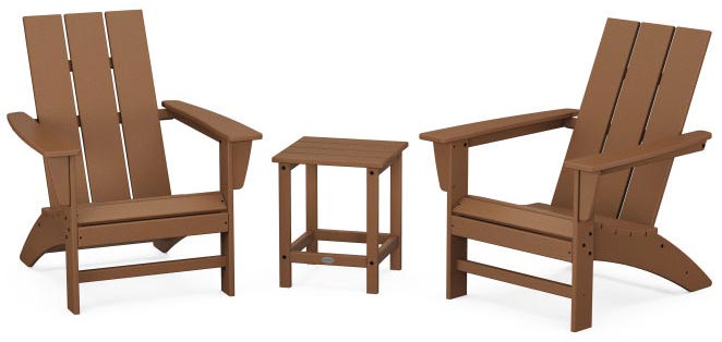 POLYWOOD® Modern 3-Piece Adirondack Set with Long Island 18&quot; Side Table - PWS699-1