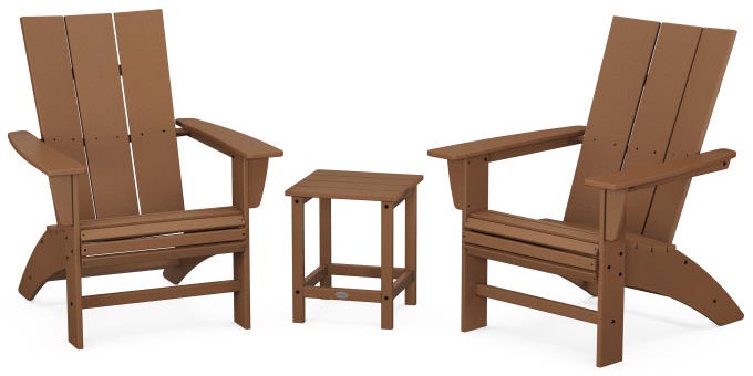 POLYWOOD® Modern 3-Piece Curveback Adirondack Set with Long Island 18&quot; Side Table - PWS702-1