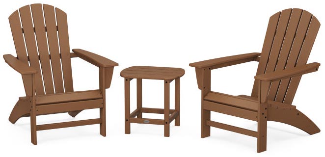 POLYWOOD® Nautical 3-Piece Adirondack Set with South Beach 18&quot; Side Table - PWS698-1